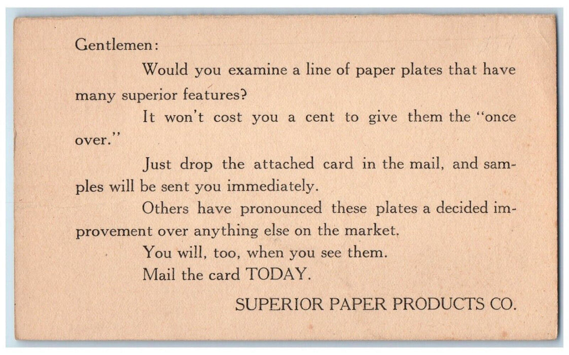 1925 Superior Paper Products Co. Marion Indiana IN Hagerstown MD Postal Card