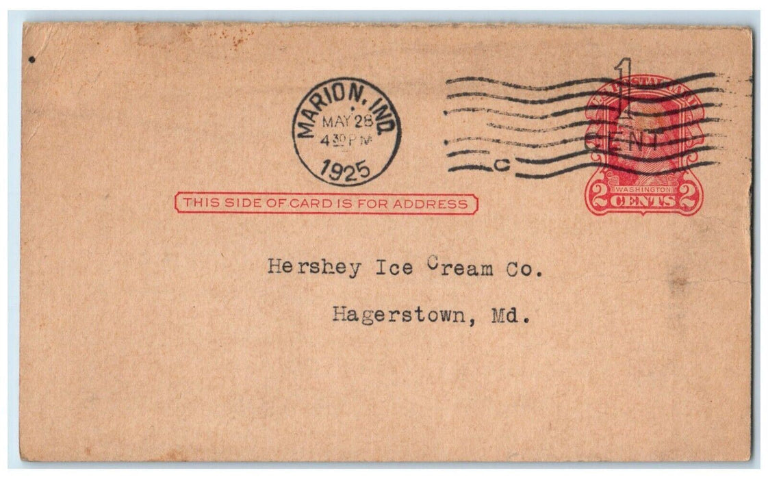 1925 Superior Paper Products Co. Marion Indiana IN Hagerstown MD Postal Card