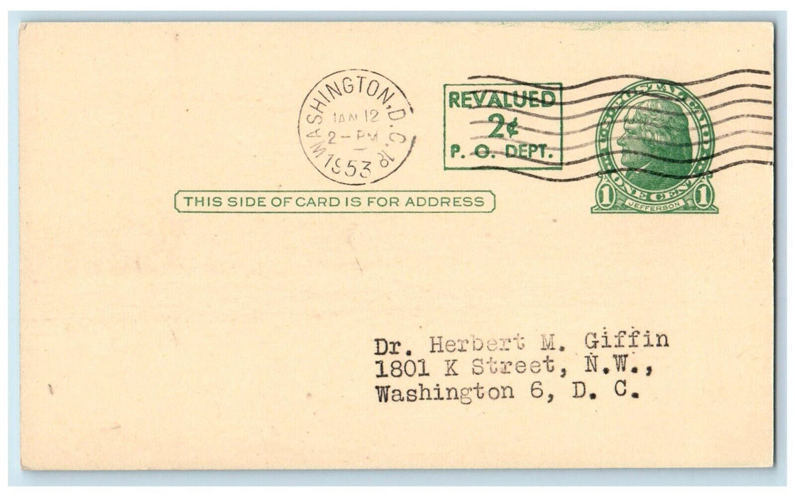 1953 Great Potency ZD Gilman Inc Advertising Washington DC Postal Card