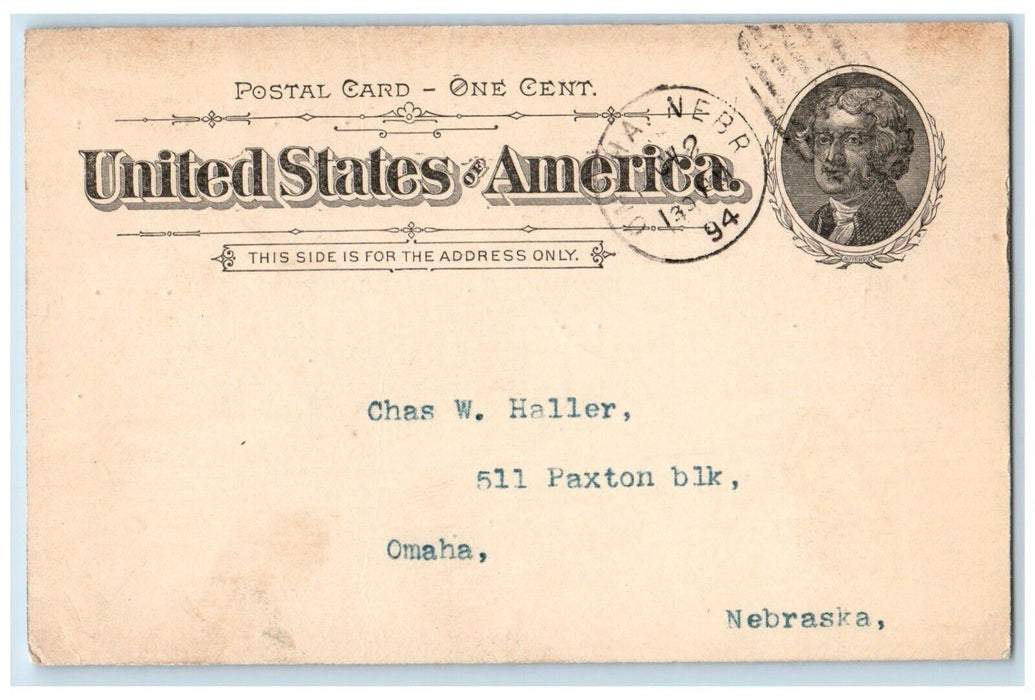 1894 Omaha Law Library Board of Directors Meeting Omaha Nebraska NE Postal Card