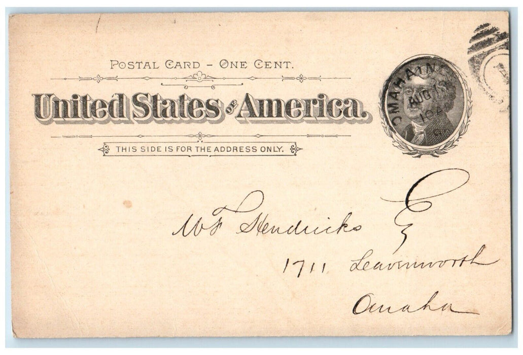 1895 Call Room H11 1st National Bank Omaha Nebraska NE Posted Postal Card