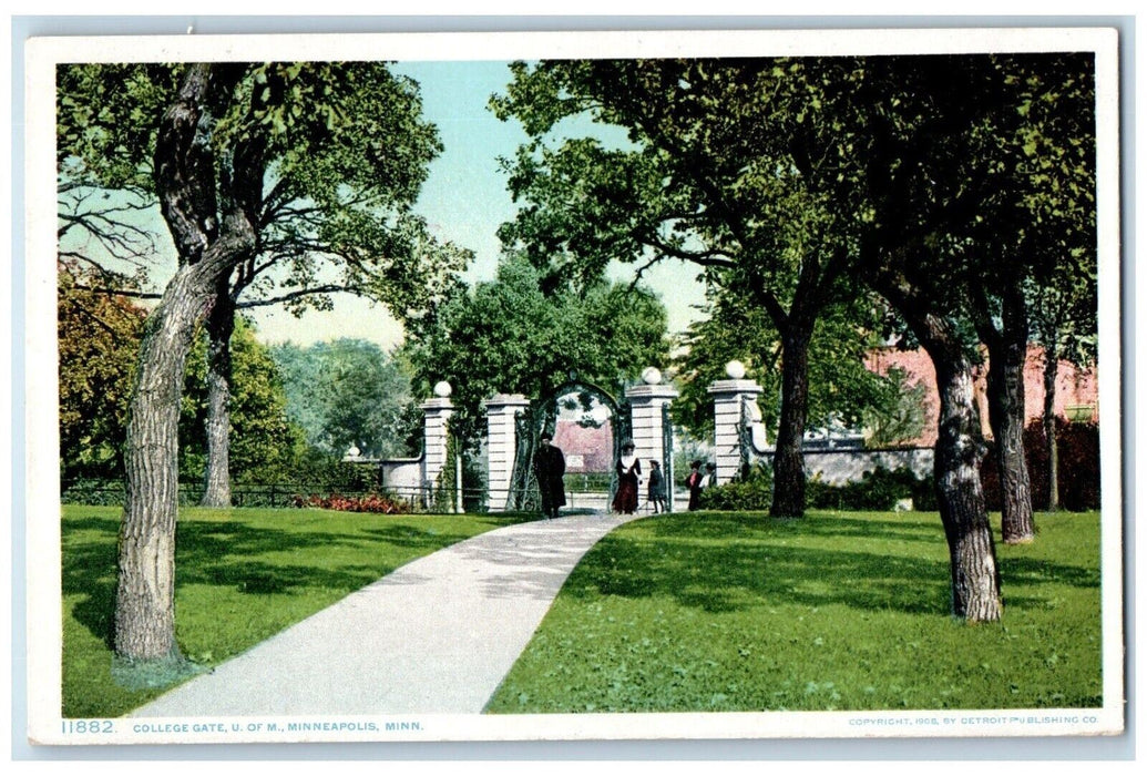 1910 College Gate University Minnesota Minneapolis Minnesota MN Vintage Postcard