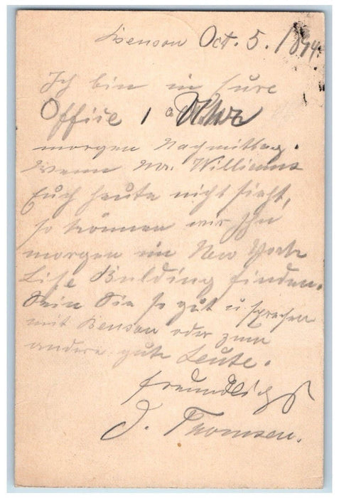 1894 C.W. Haller Attorney Benson Nebraska NE Omaha NE Posted Postal Card