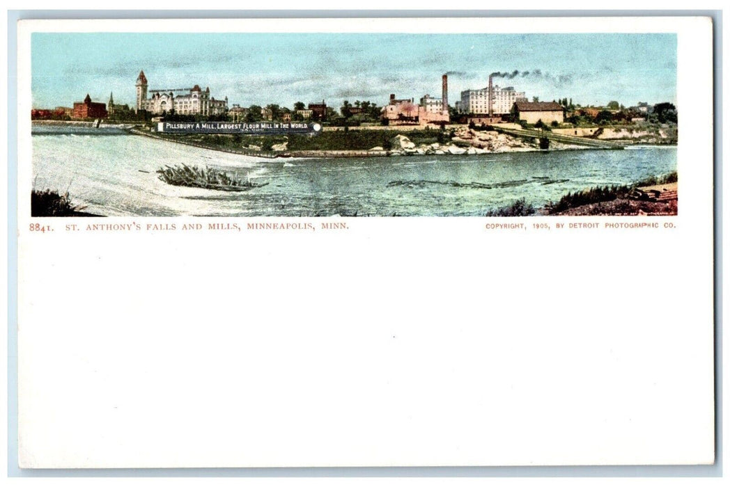 c1905 Scenic View St Anthony Falls Mills Minneapolis Minnesota Vintage Postcard