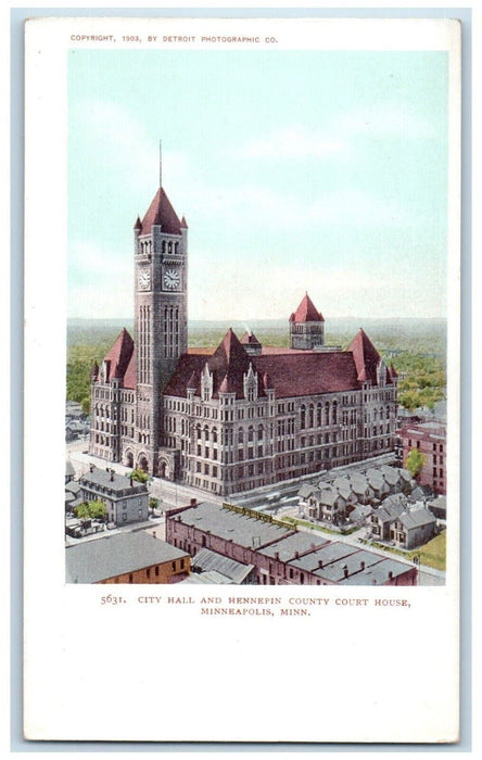 c1905 City Hall Hennepin County Court House Minneapolis Minnesota MN Postcard