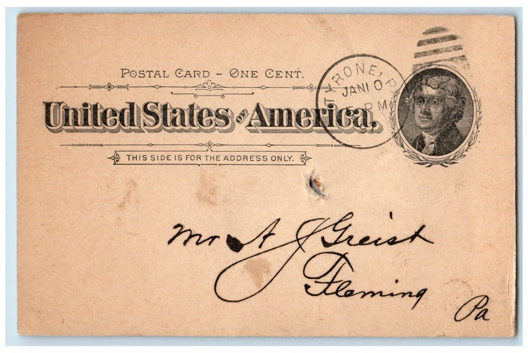 1897 A.L. Koons Manufacturing Confectioner Tyrone Pennsylvania PA Postal Card