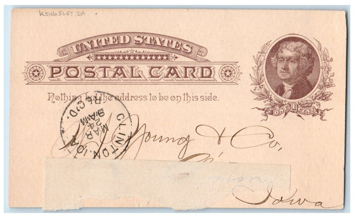 1886 Best of Car Load Kingsley Iowa IA Clinton IA Antique Postal Card
