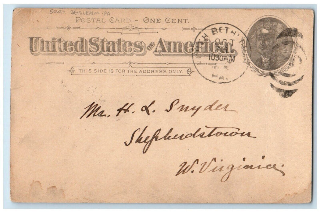 1896 Send The Register Every Week Delta Phi House South Betlehem PA Postal Card