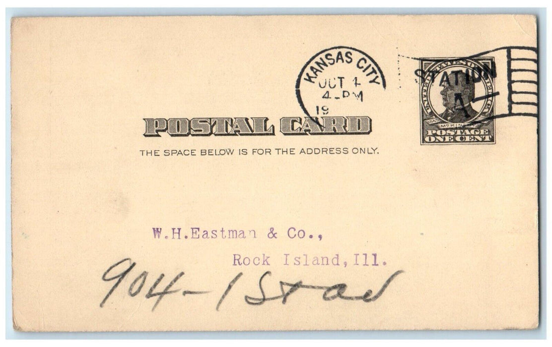 1909 B.F. Tyler Commission Co. Hay Specialists Kansas City MO Postal Card