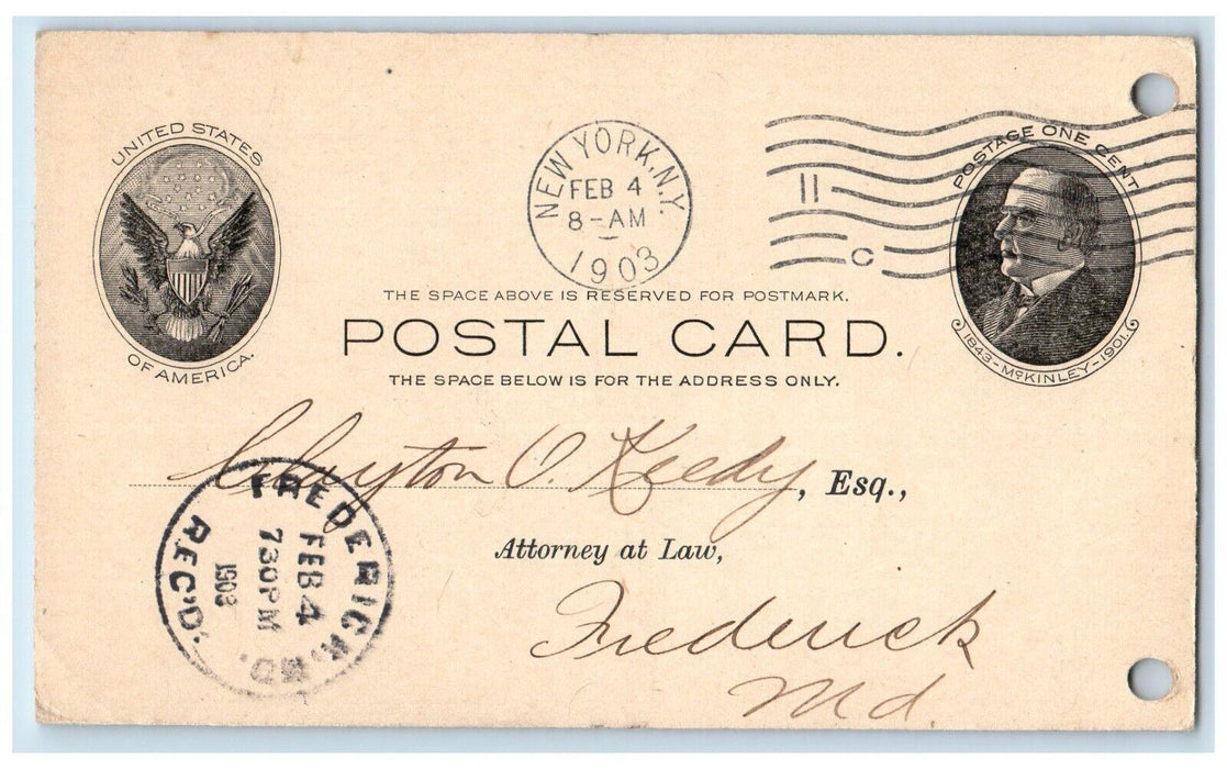 1903 The Mercantile Agency R.G. Dun & Co. Broadway New York NY Postal Card