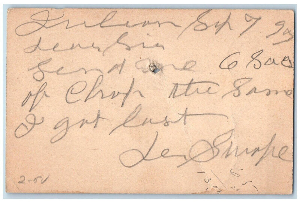 1897 6 Sacs of Chop AJ Griest Fleming PA Julian PA Antique Cancel Postal Card
