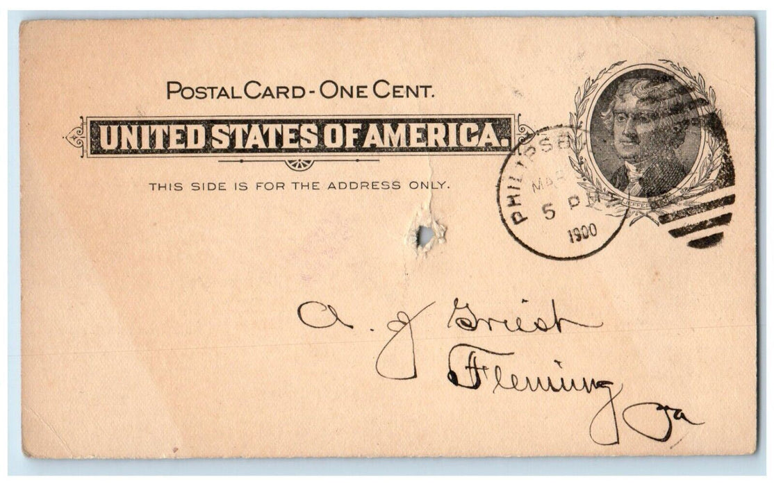 1900 Platt Barber Co. Wholesale Grocers Philipsburg Pennsylvania PA Postal Card