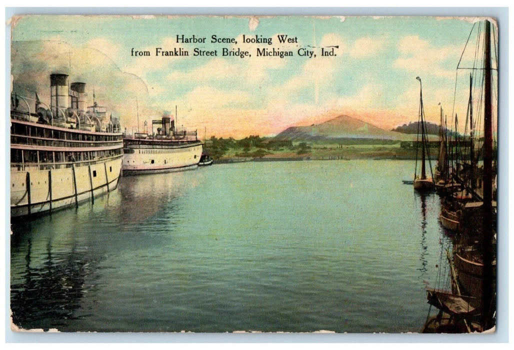 1910 Steamer Hoosier Slide Sand Co Michigan City Indiana IN Advertising Postcard