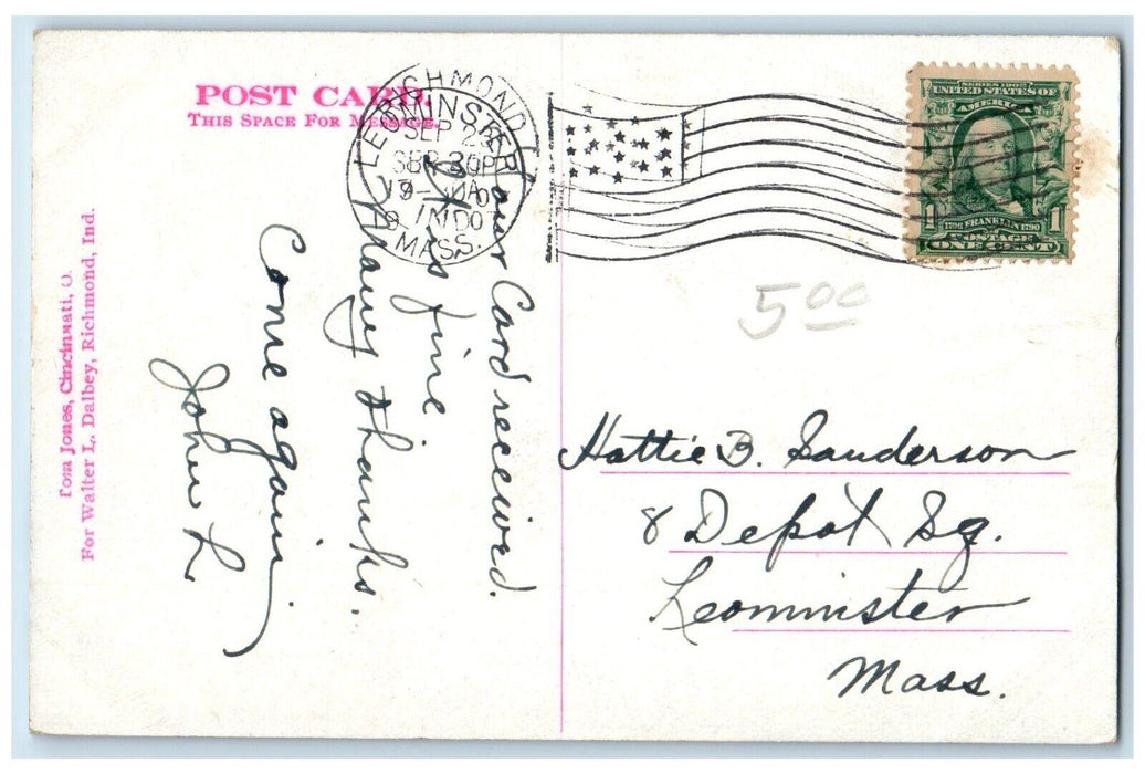 1907 Fire Department at East End Hose House Richmond Indiana IN Postcard