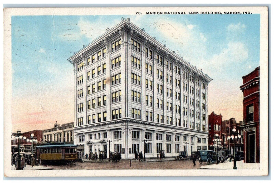 1919 Marion National Bank Building Marion Indiana IN Posted Antique Postcard