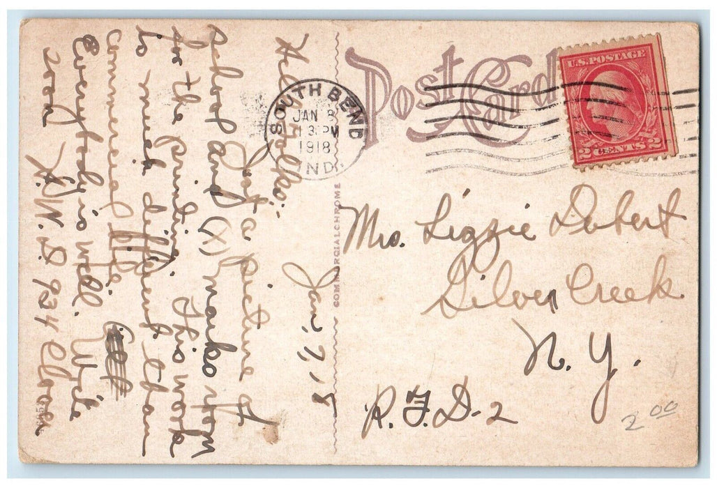 1918 High School Building Mishawaka Indiana IN Antique Posted Postcard