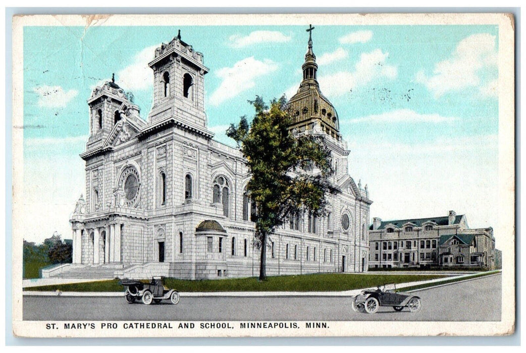 1927 St Mary Pro Cathedral School Minneapolis Minnesota Antique Vintage Postcard