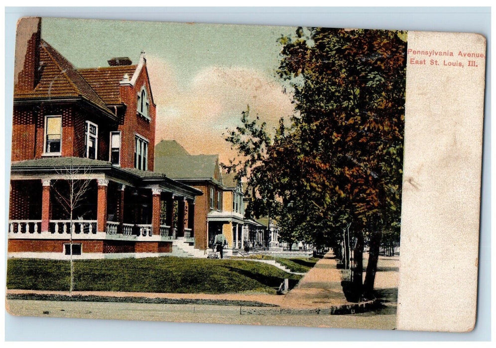 c1905 Pennsylvania Avenue East Exterior Houses Road St. Louis Illinois Postcard