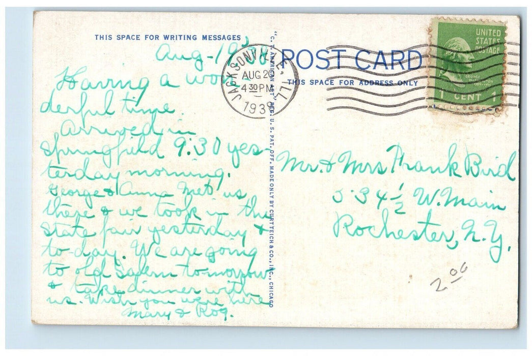 c1938 Illinois School Blind Exterior Building Jacksonville Illinois IL Postcard