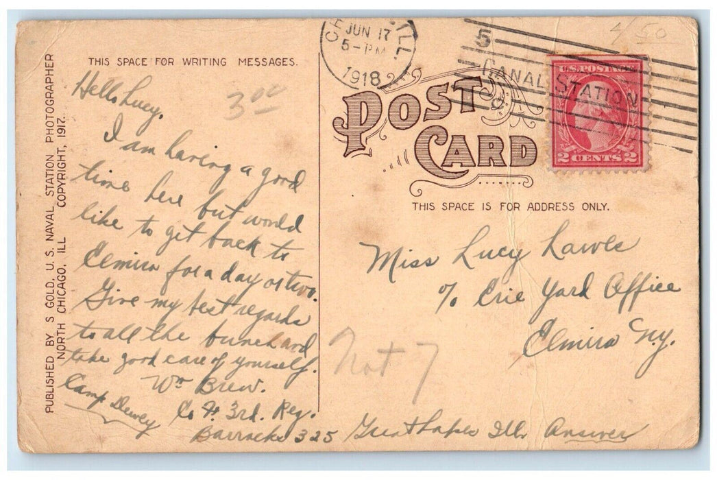 1918 Arm Semaphore Signal Ling Signal Drill Naval Great Lakes Illinois Postcard