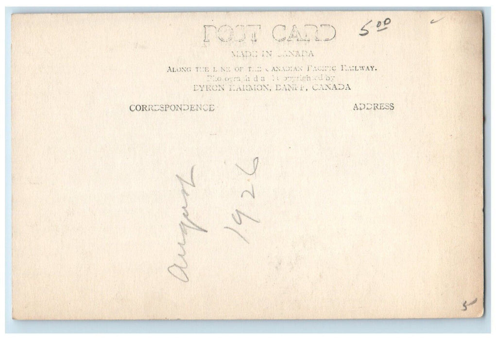 1926 Castle Mountain Banff Canada, Railroad Unposted Vintage RPPC Photo Postcard