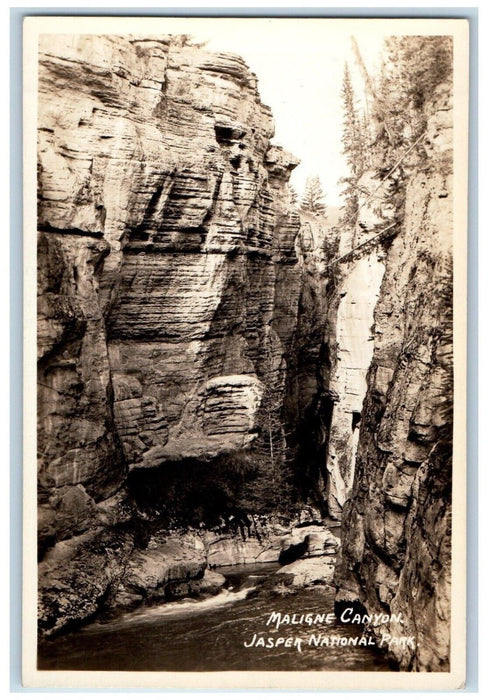c1930's Maligne Canyon Jasper National Park Canada Vintage  RPPC Photo Postcard