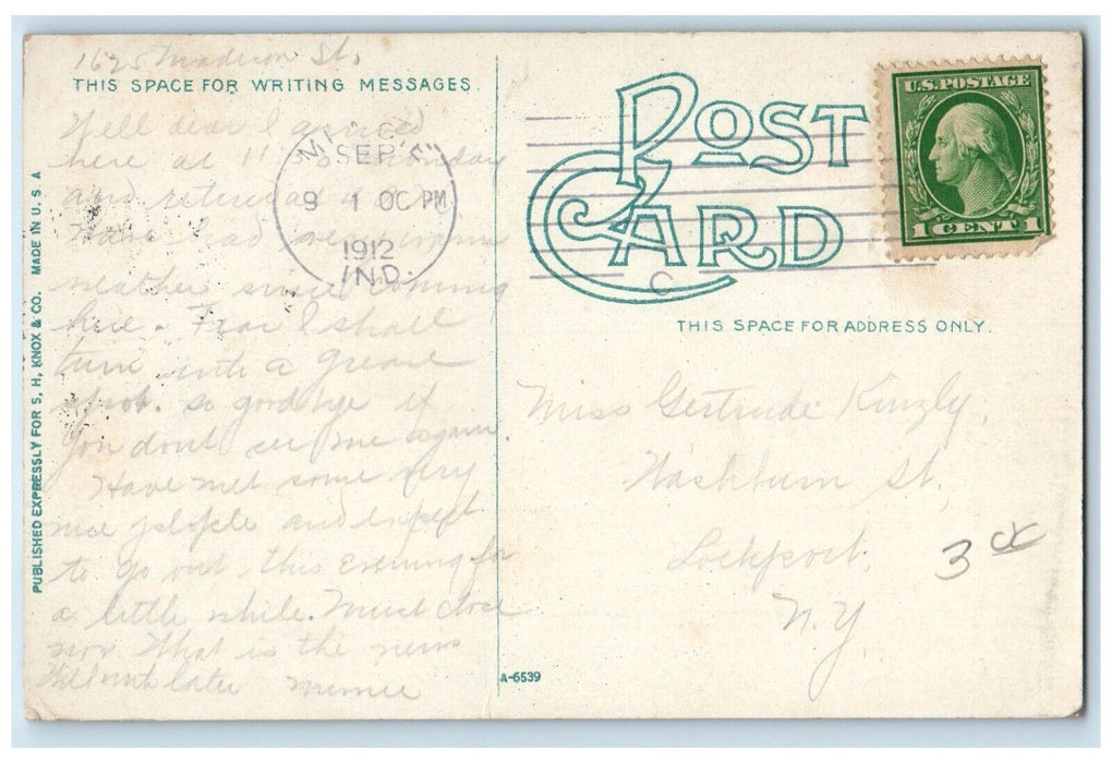 1912 View of Presbyterian Church Muncie Indiana IN Antique Posted Postcard