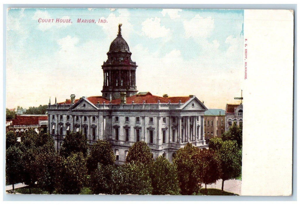 c1905 Court House Building Marion Indiana IN Antique Posted EC Kropp Postcard