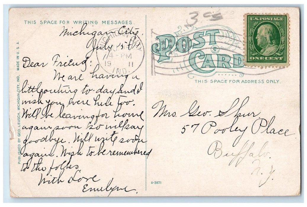 1911 Excursionists on Wap to Washington Park Michigan City Indiana IN Postcard
