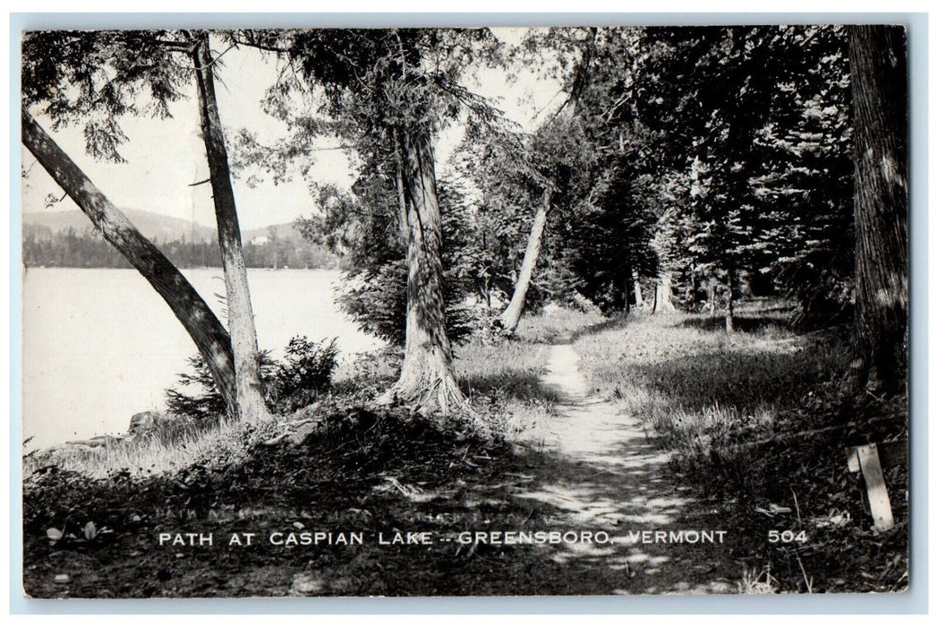 1959 View Of Path At Caspian Lake Greensboro Vermont VT RPPC Photo Postcard