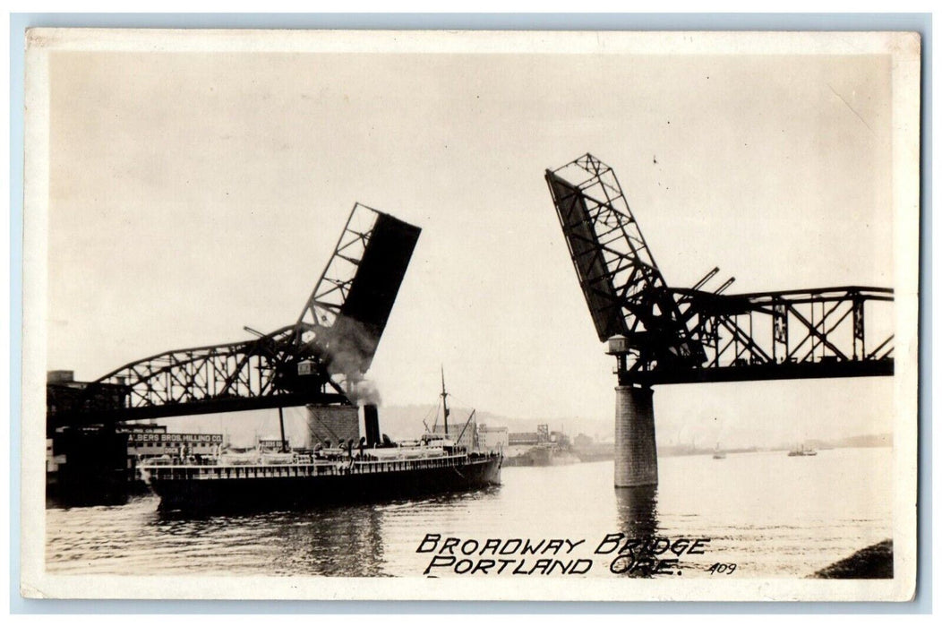 c1910's Broadway Bridge Steamer Ship Portland Oregon OR RPPC Photo Postcard