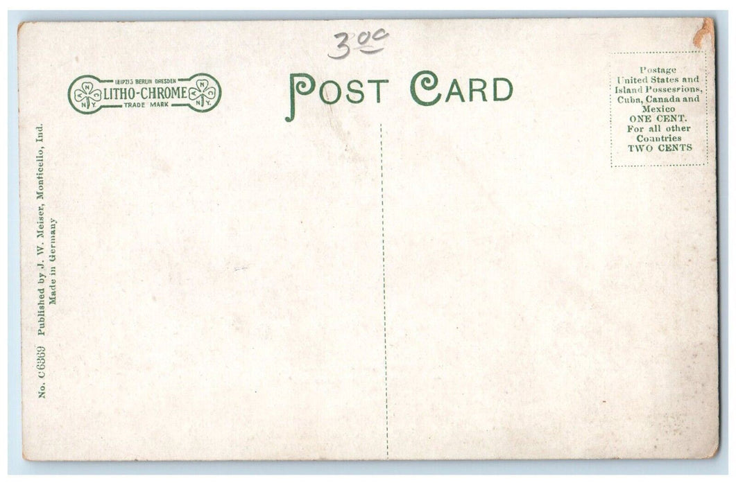 c1910 Public School Building Monticello Indiana IN Antique Unposted Postcard