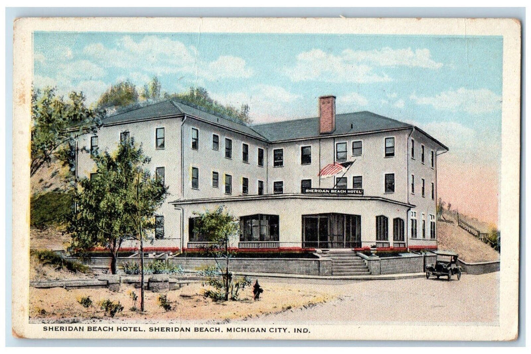 1936 Sheridan Beach Hotel Sheridan Beach Michigan City Indiana IN Postcard