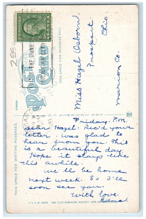 1936 Sheridan Beach Hotel Sheridan Beach Michigan City Indiana IN Postcard