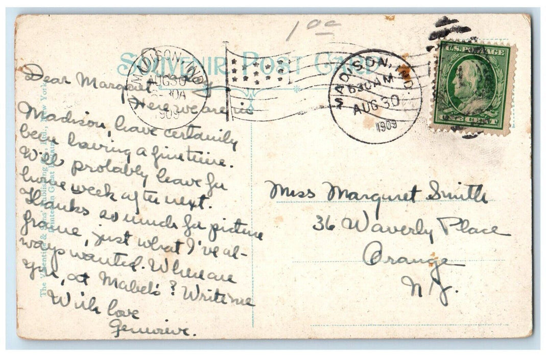 1909 Railroad Cut Madison Indiana IN Posted Antique Valentine & Sons Postcard