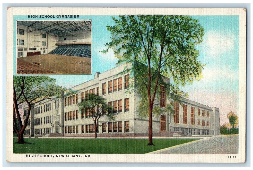 1941 Gymnasium High School New Albany Indiana IN Vintage Posted Kyle Co Postcard