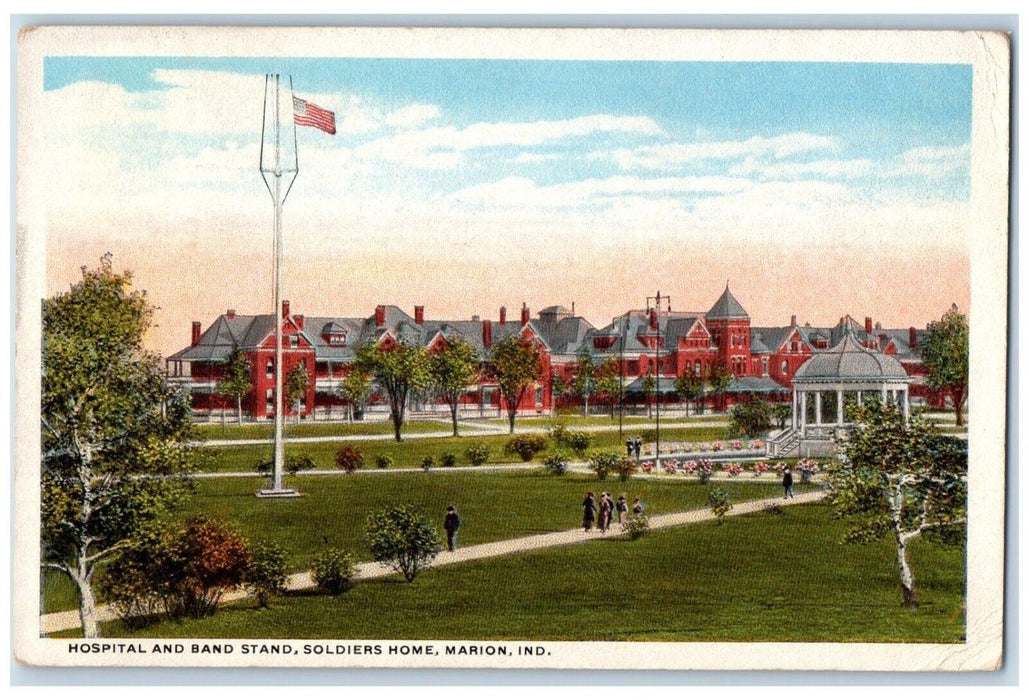 c1920's Hospital and Band Stand Soldiers Home Marion Indiana IN Antique Postcard