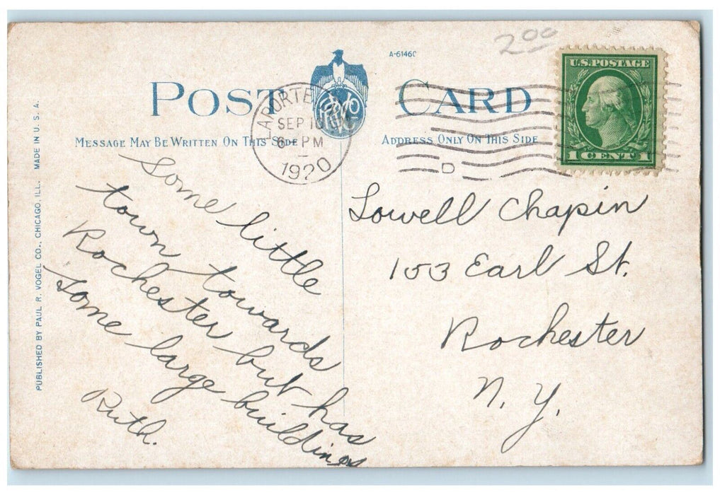 1920 Clock on Tower Court House Laporte Indiana IN Antique Posted Postcard