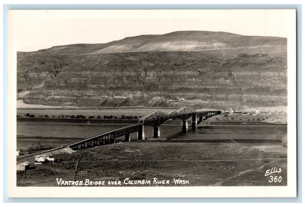 Vantage Bridge Over Columbia River Washington WA Ellis RPPC Photo Postcard