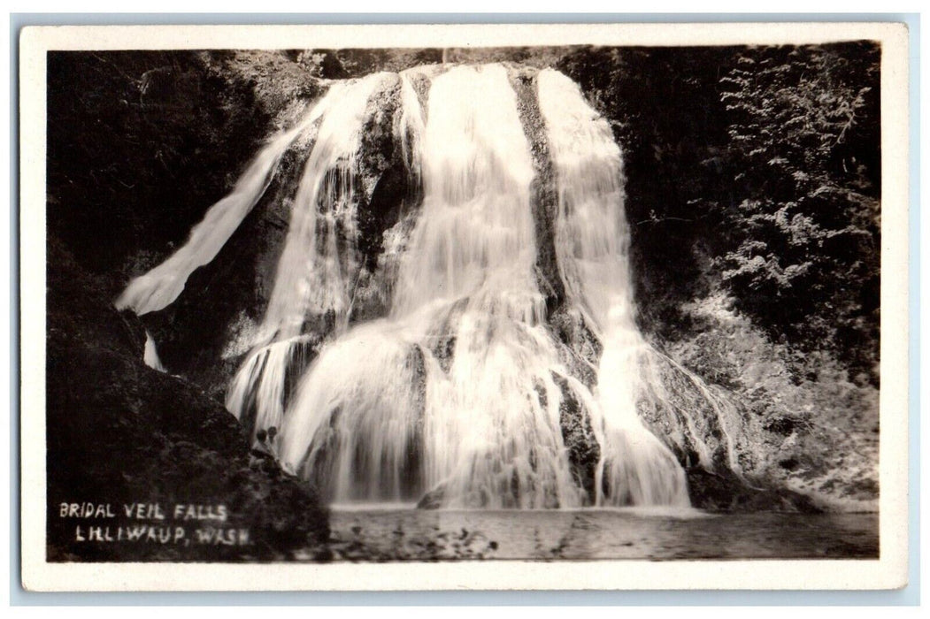 c1910's Bridal Veil Falls Waterfalls Lilliwaup Washington WA RPPC Photo Postcard