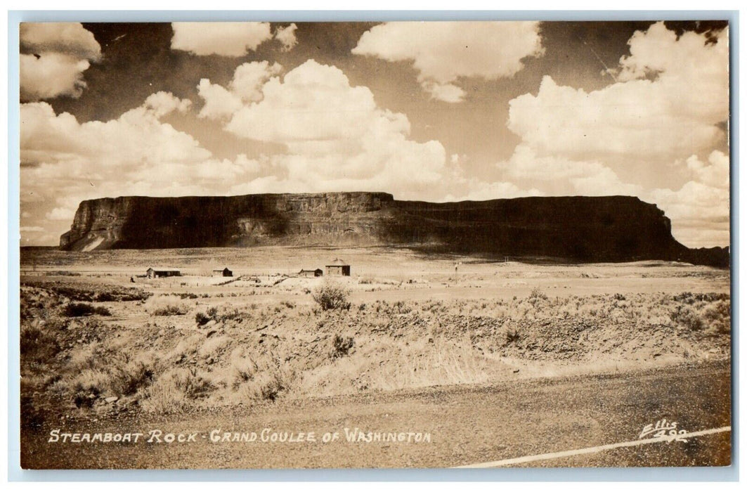 Steamboat Rock Grand Coulee Of Washington WA Ellis Vintage RPPC Photo Postcard