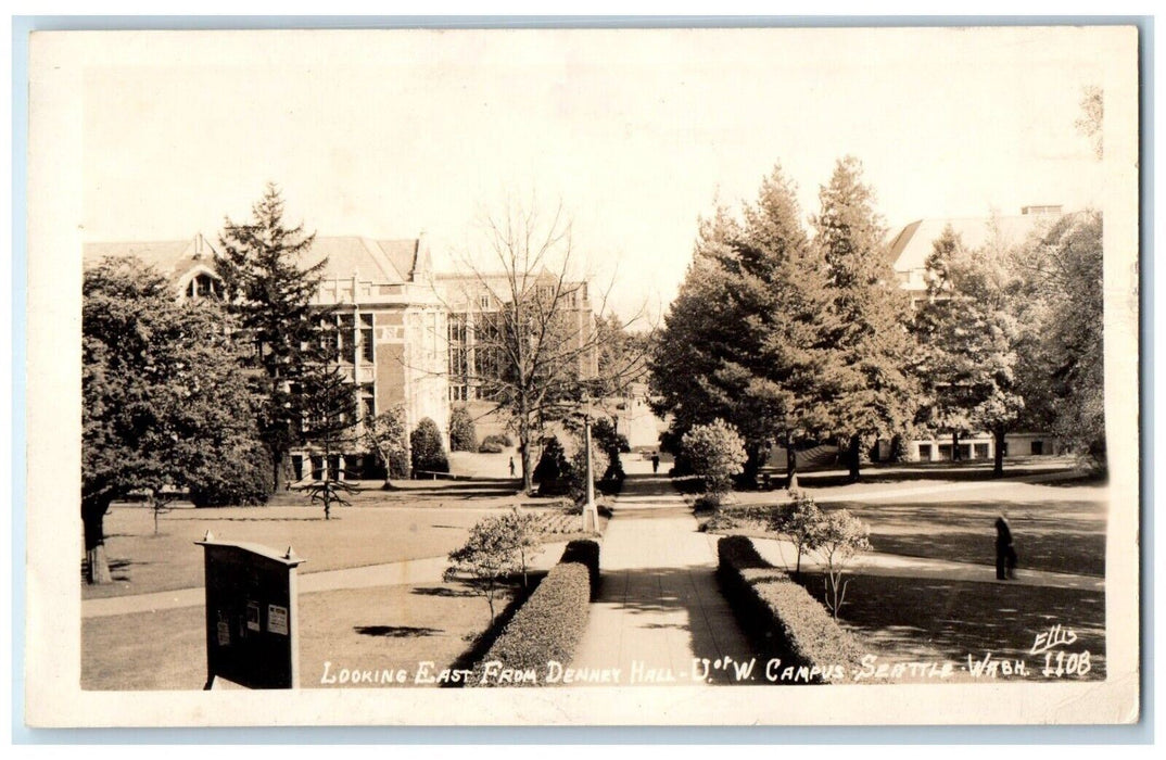 Seattle WA, Looking East From Denney Hall U Of W Campus RPPC Photo Postcard