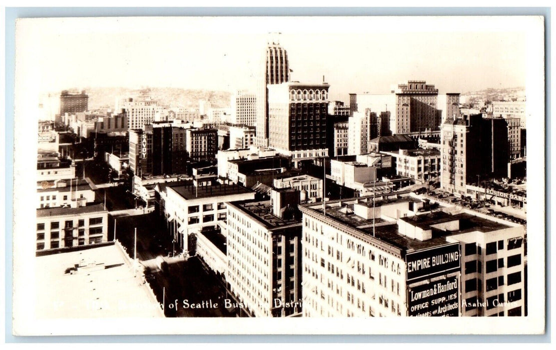 c1940's View Of Section Of Seattle Business District WA RPPC Photo Postcard