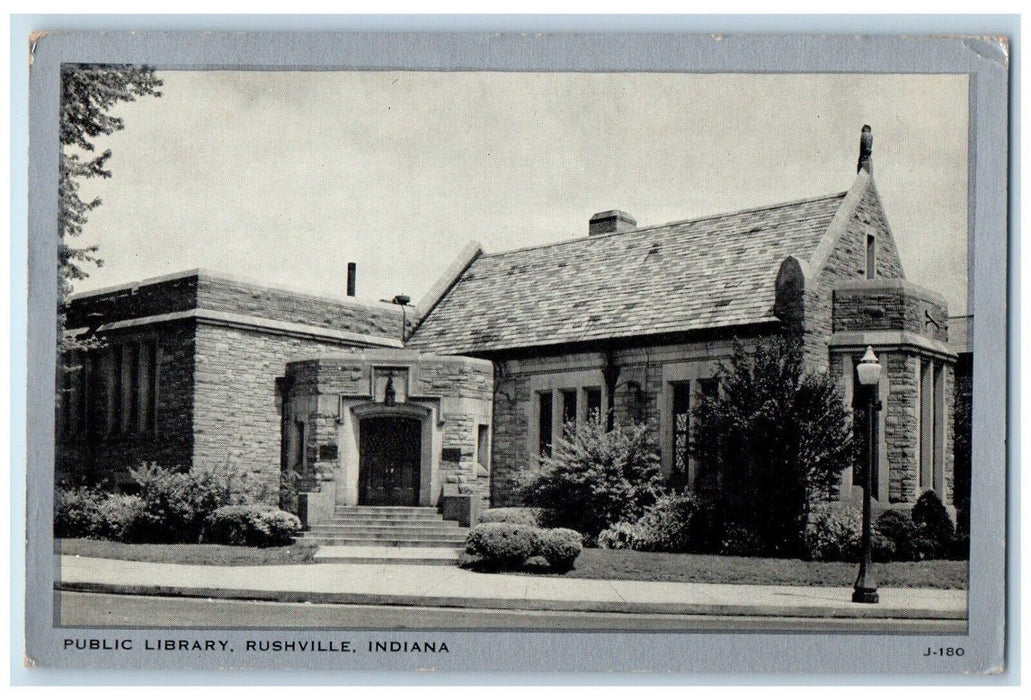 c1920's Public Library Rushville Indiana IN Antique Unposted Postcard