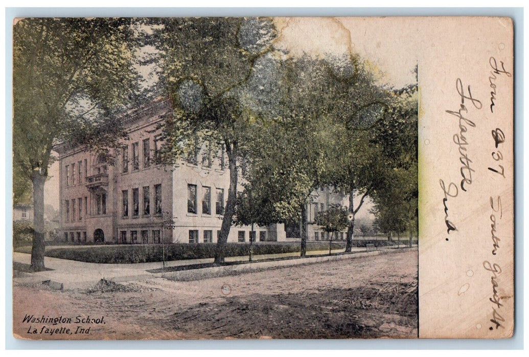 1910 Washington School Lafayette Indiana IN Antique Posted Postcard