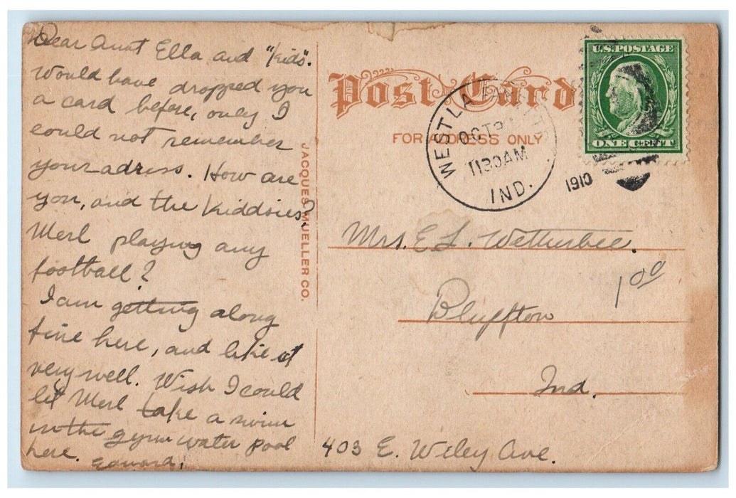 1910 Washington School Lafayette Indiana IN Antique Posted Postcard