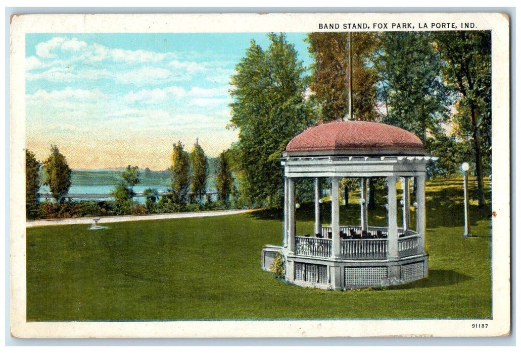 1936 Band Stand Fox Park La Porte Indiana IN Hanna IN Posted Postcard
