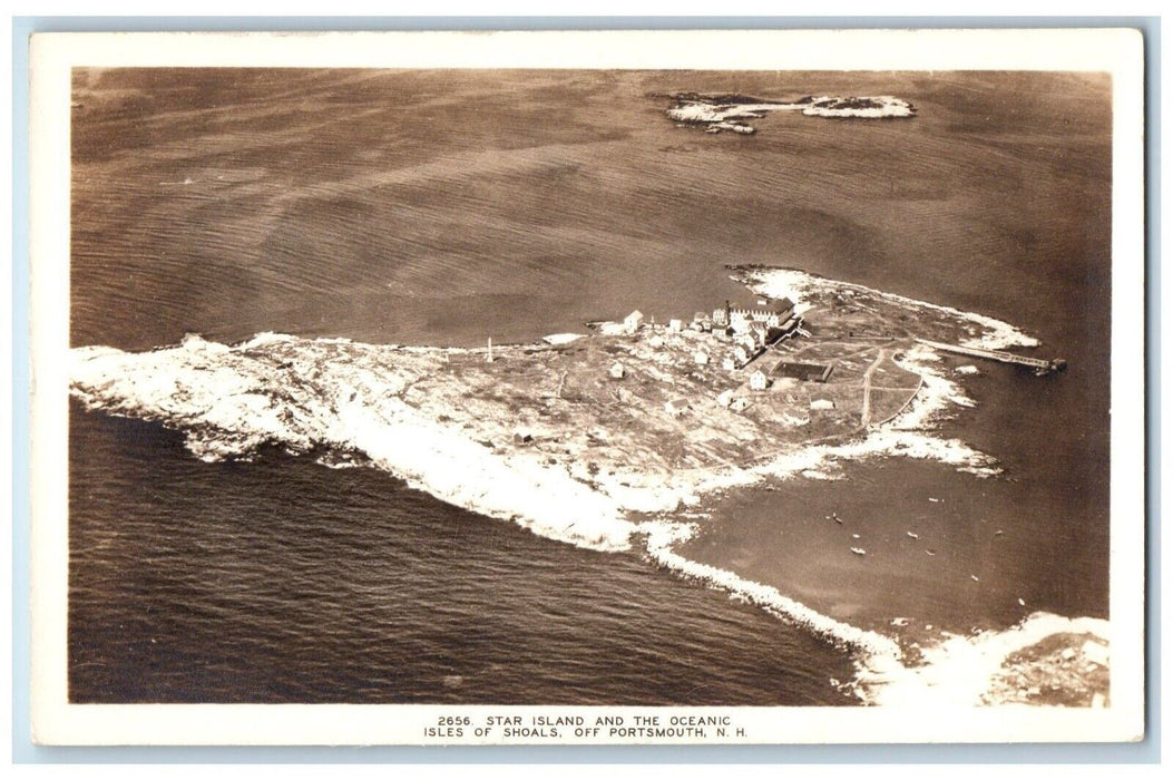 Aerial View Star Island Oceanic Isle Of Shoals Portsmouth NH RPPC Photo Postcard