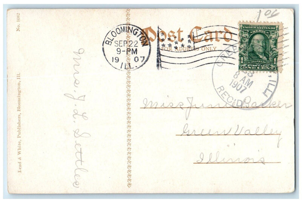 1907 Grace M.E. Church Chapel Exterior Building Bloomington Illinois IL Postcard