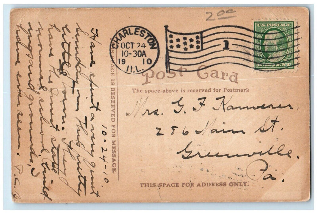 1910 Eastern Illinois State Normal School Exterior Charleston Illinois Postcard